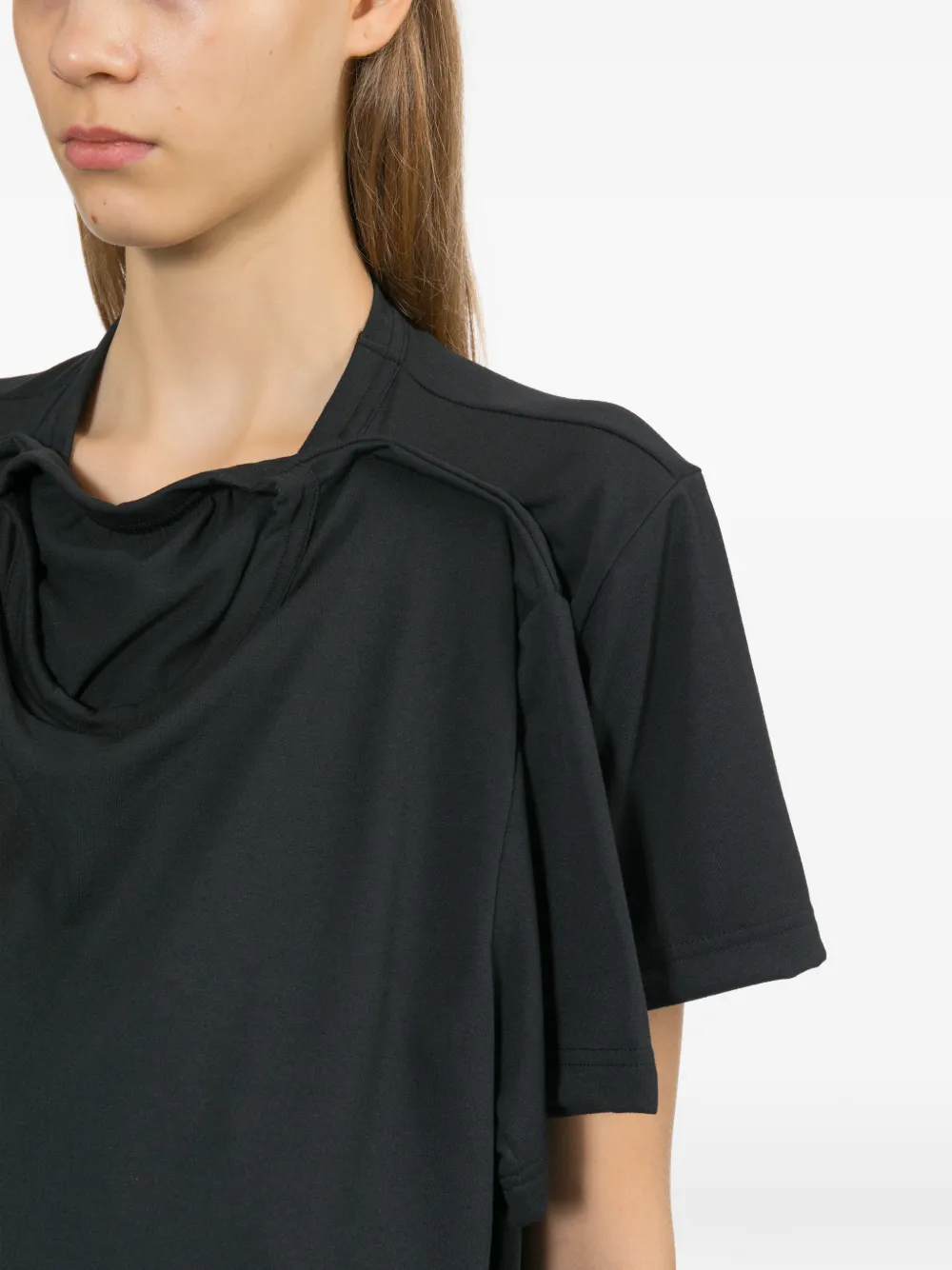 Comme Des Garçons Geplooid T-shirt met uitgesneden details Zwart