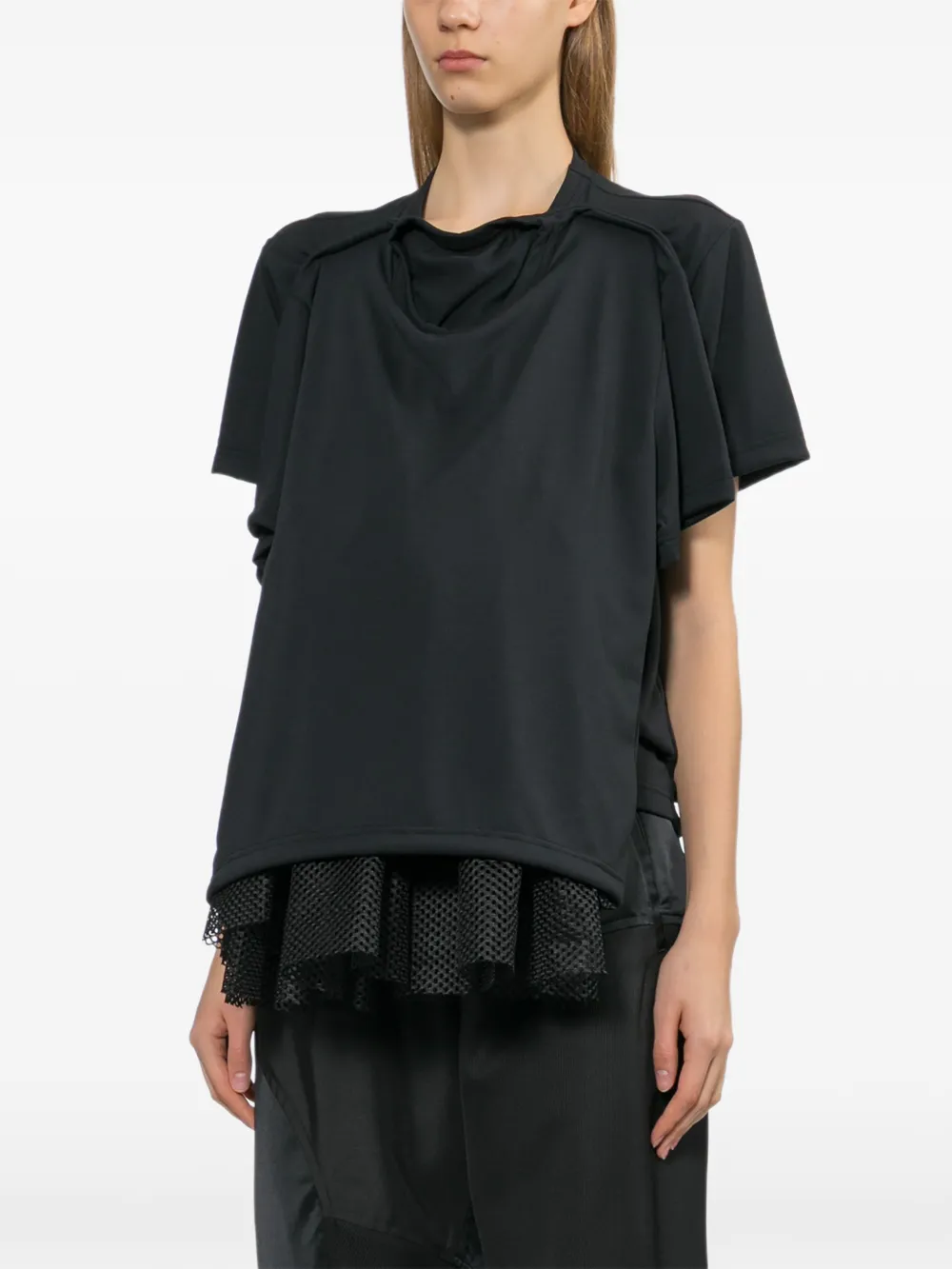 Comme Des Garçons Geplooid T-shirt met uitgesneden details Zwart