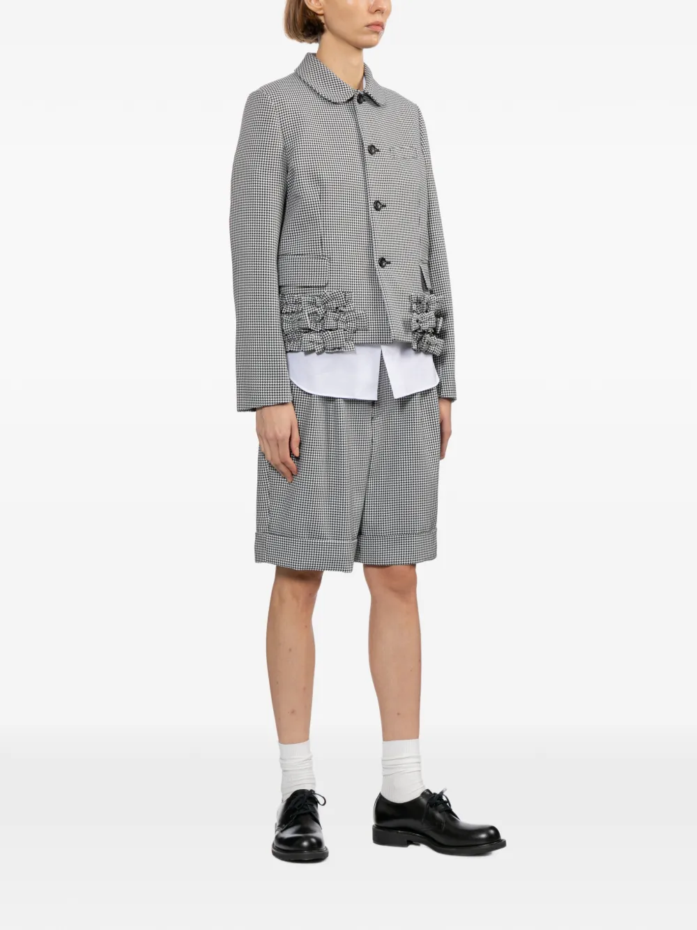  Comme Des Garçons Girl Ruffled Houndstooth Jacket - Black 