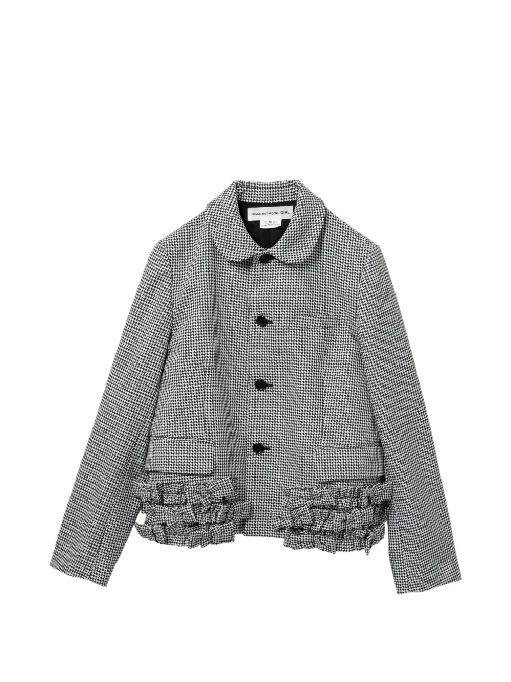 Comme Des Garçons Girl ruffled houndstooth jacket - Nero