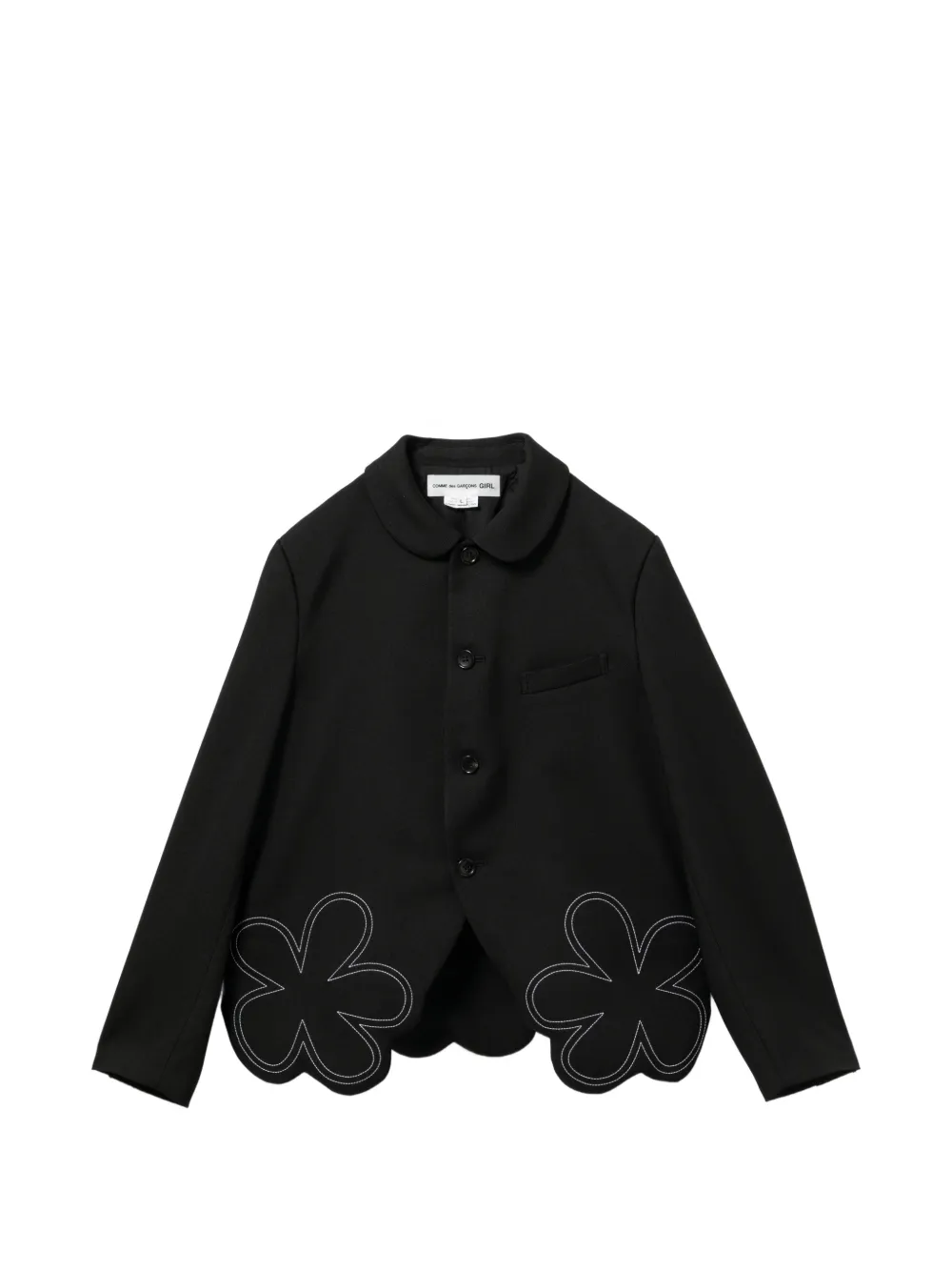 Comme Des Garçons Girl flower-embroidered jacket - Schwarz