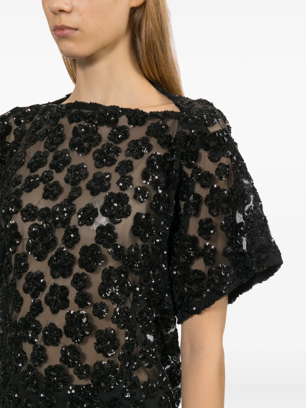 Junya Watanabe Top verfraaid met pailletten Zwart