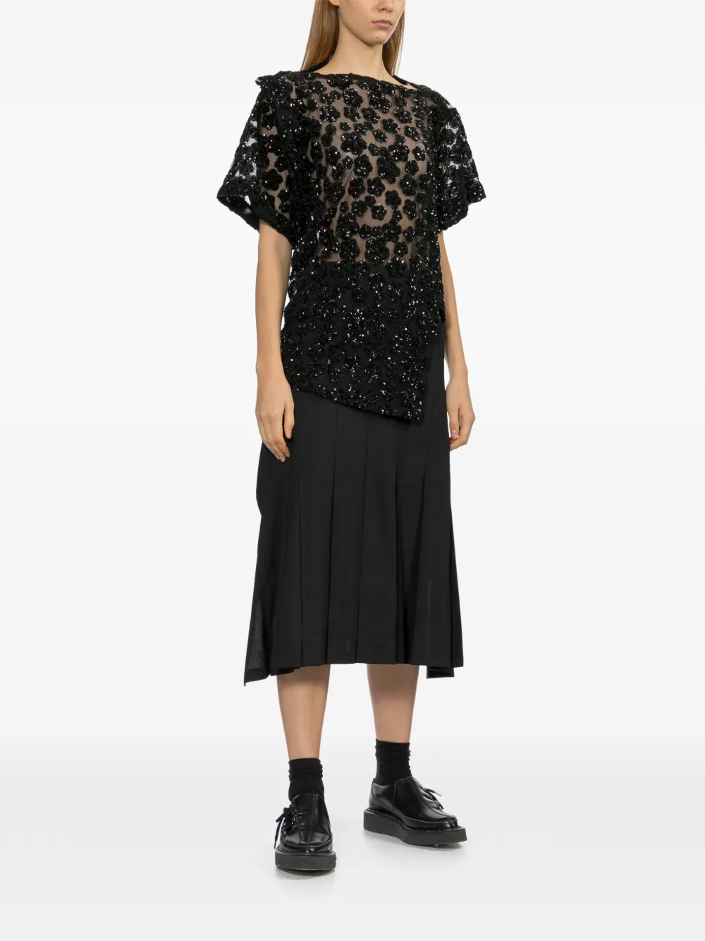 Junya Watanabe Top verfraaid met pailletten Zwart