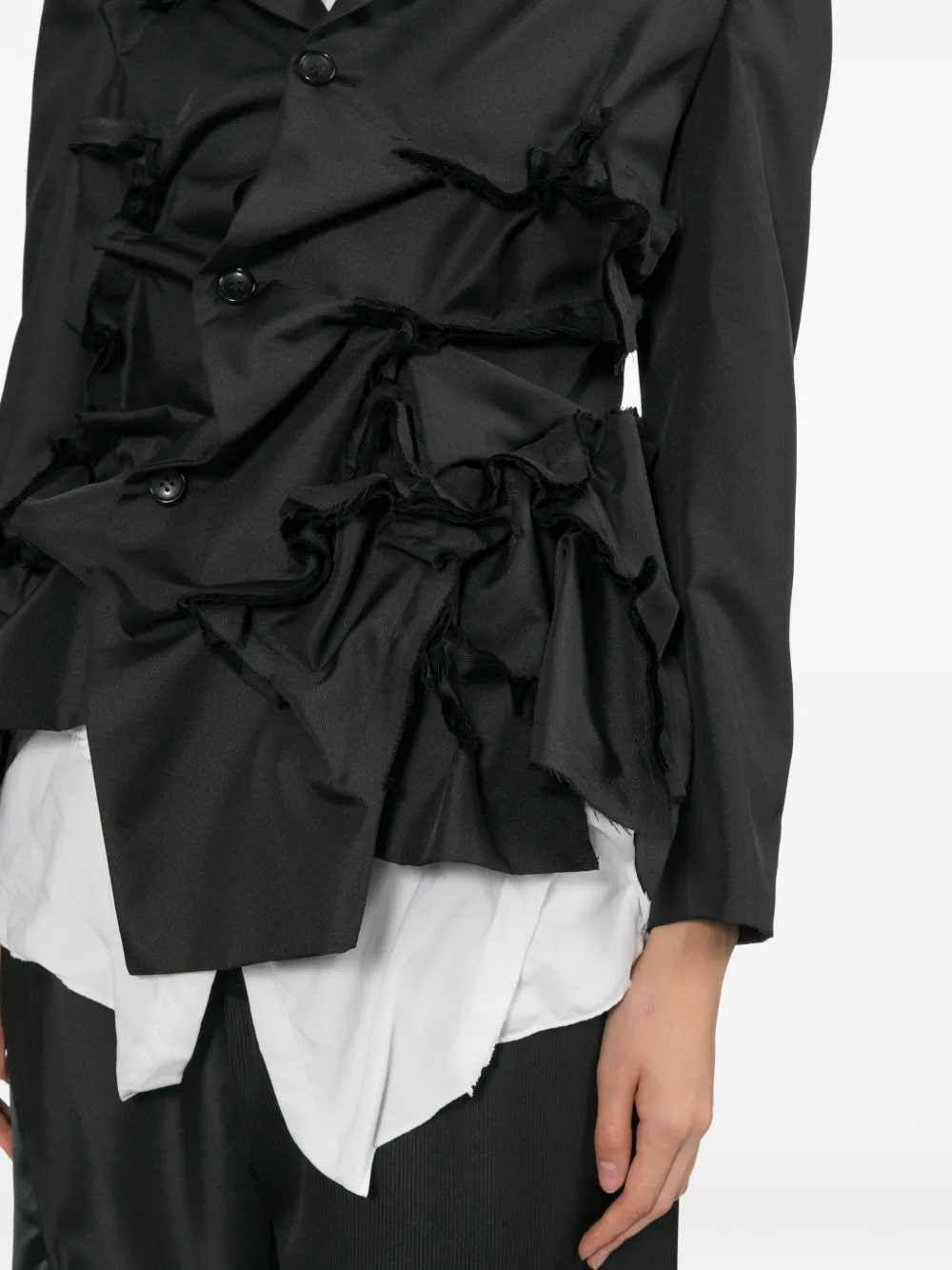 Comme Des Garçons Gedeconstrueerd jack met ruches Zwart