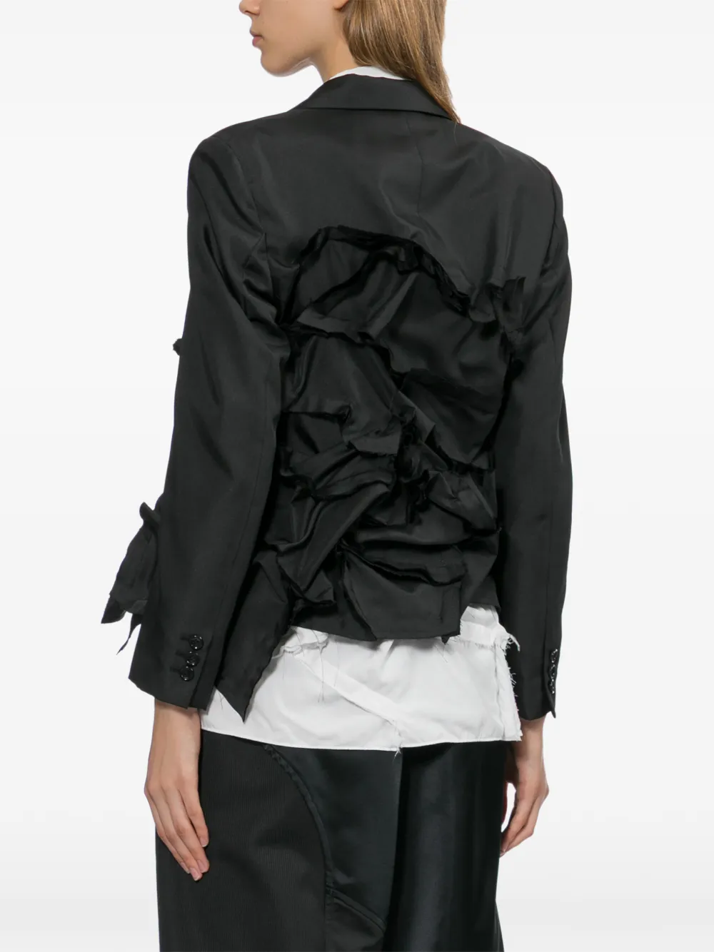 Comme Des Garçons Gedeconstrueerd jack met ruches Zwart
