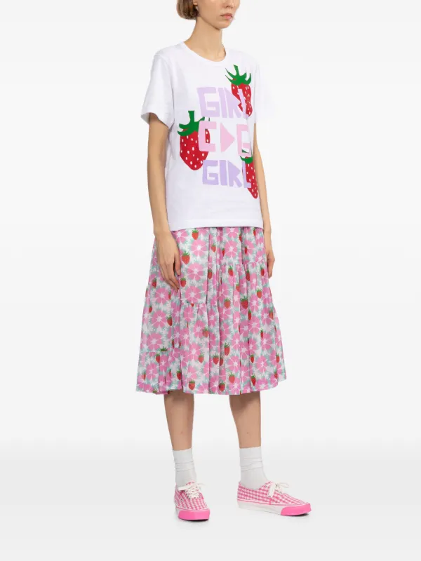 Comme Des Garçons Girl Strawberry Print Top | White | FARFETCH JO