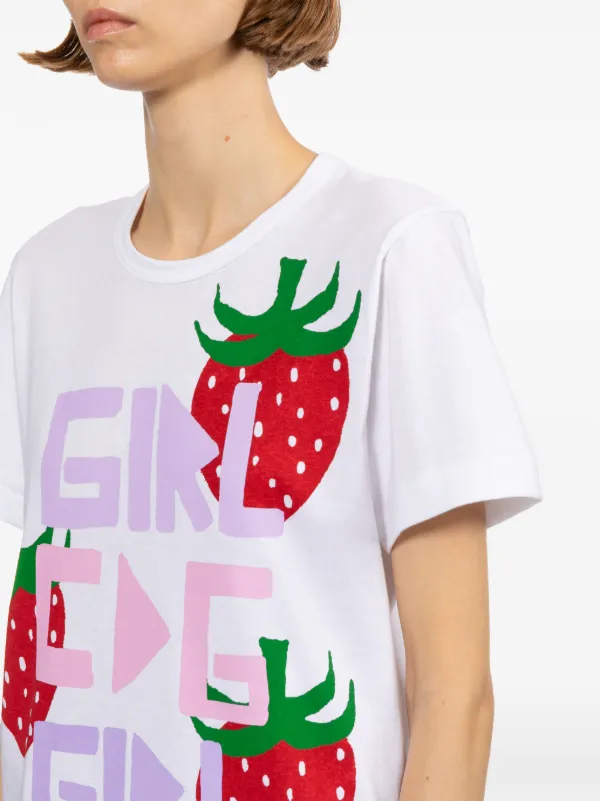 Comme Des Garçons Girl Strawberry Print Top | White | FARFETCH JO