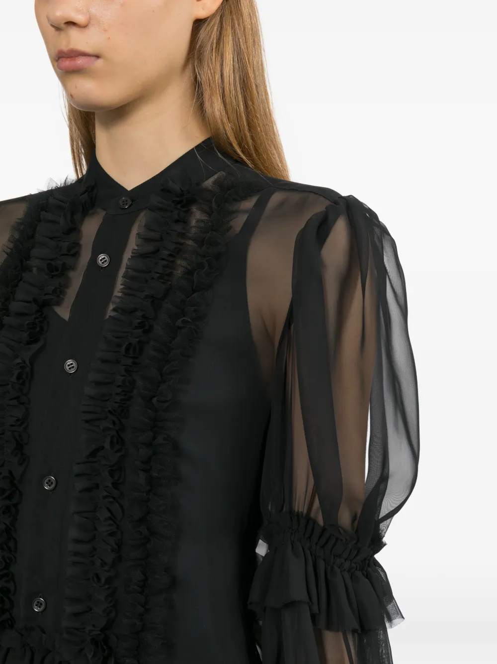 Noir Kei Ninomiya Shirt met ruches Zwart