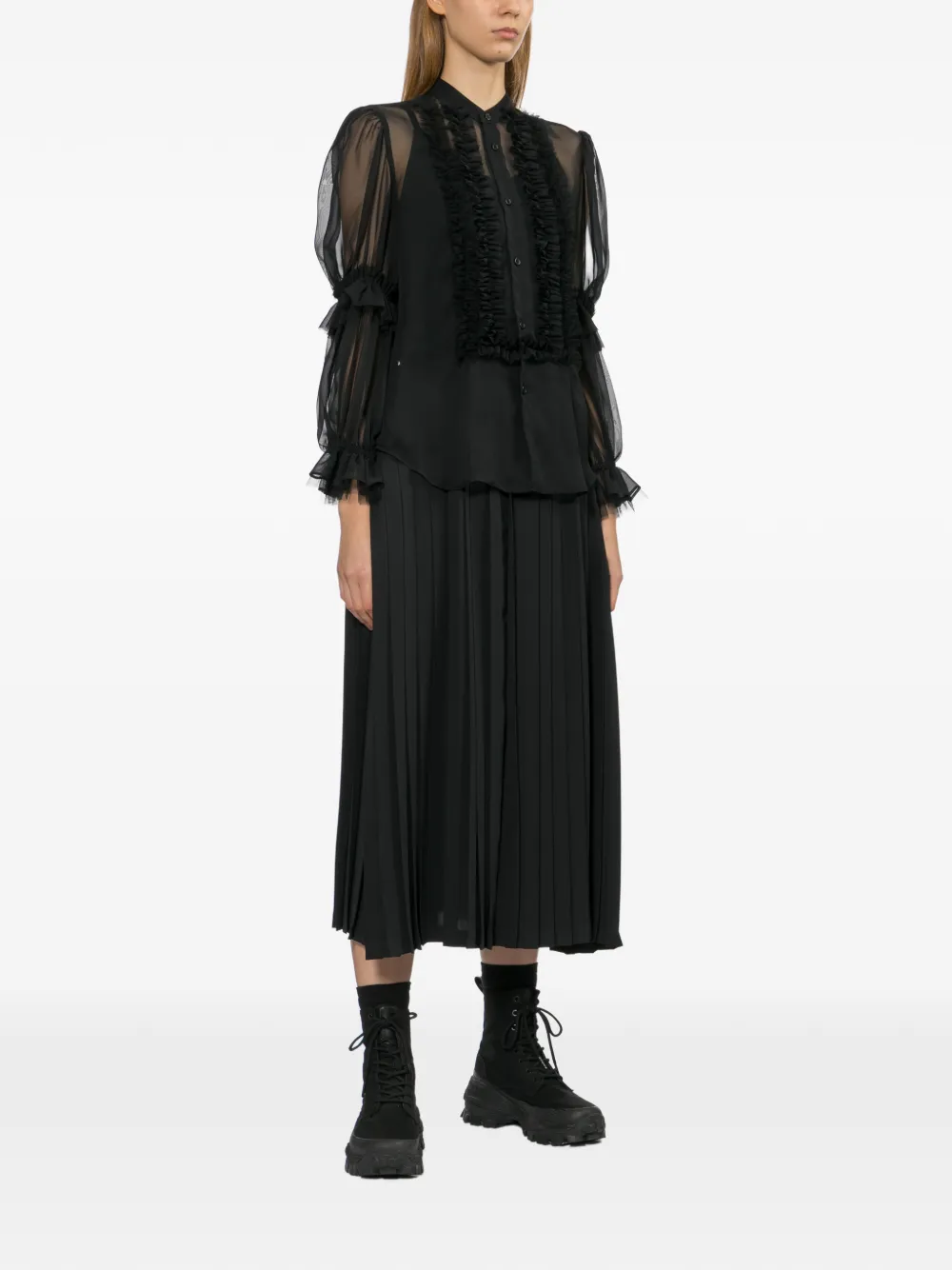 Noir Kei Ninomiya Shirt met ruches Zwart