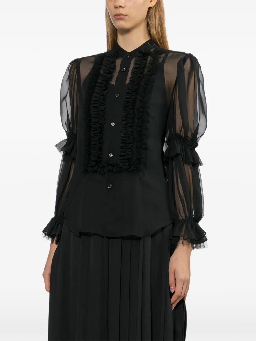 Noir Kei Ninomiya Shirt met ruches Zwart