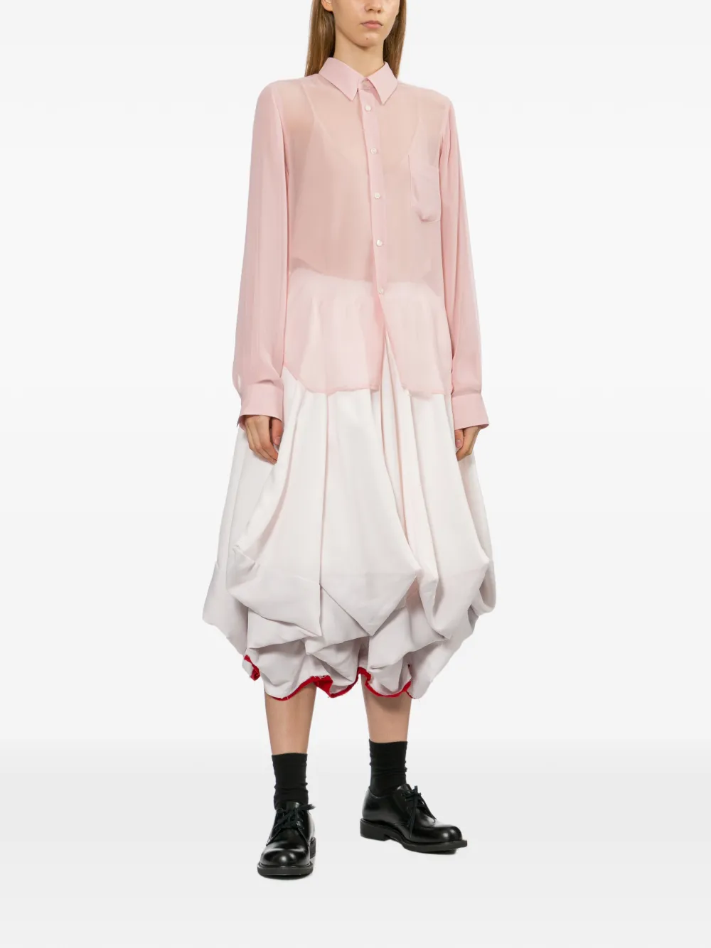 Comme Des Garçons Midi-rok met ruches Wit