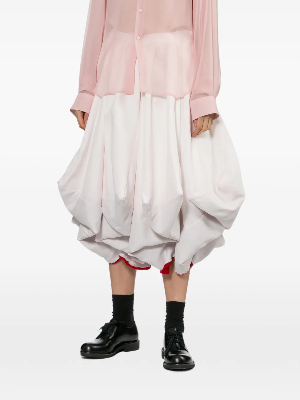 Comme Des Garçons Midi-rok met ruches Wit