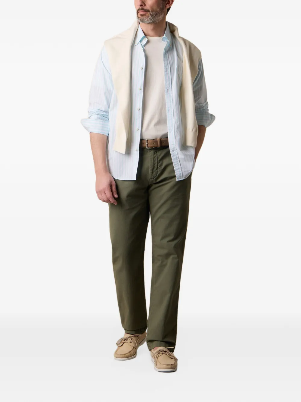 Brooks Brothers Broek met riemlussen met knopen Groen