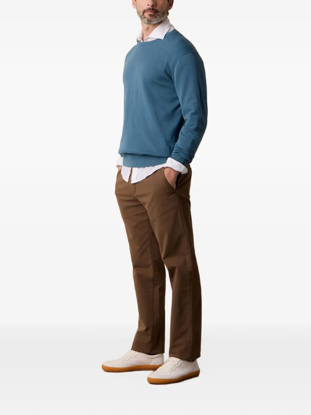 Brooks Brothers Broek met riemlussen en knopen Bruin