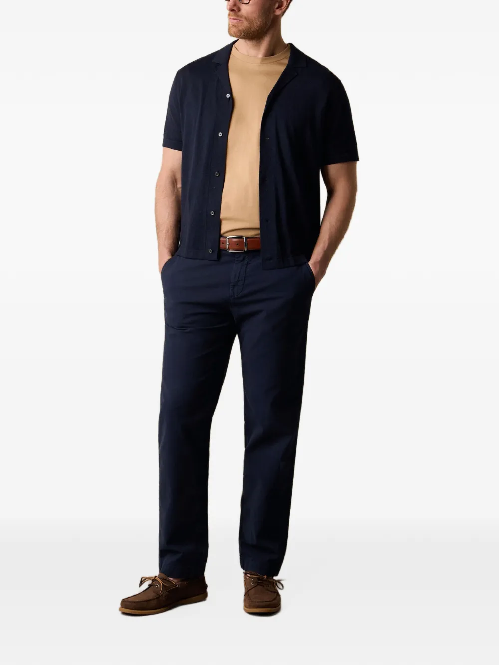 Brooks Brothers Broek met zak en riemlus Blauw