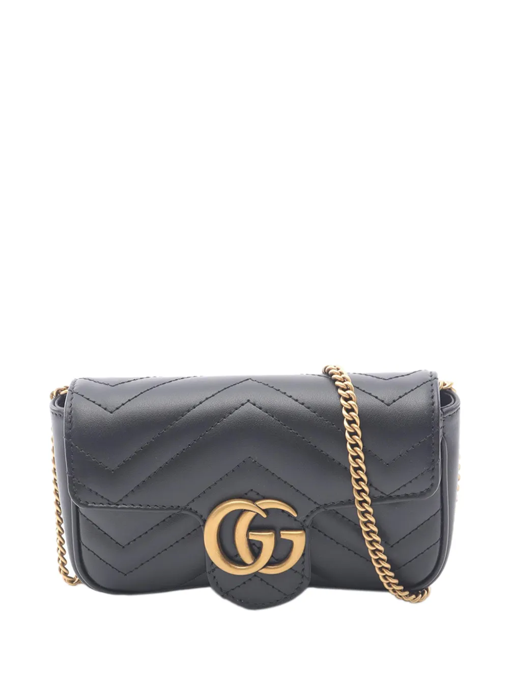 Gucci Pre-Owned 2016-2025 Mini GG Marmont Matelasse Leather Flap crossbody bag - Nero
