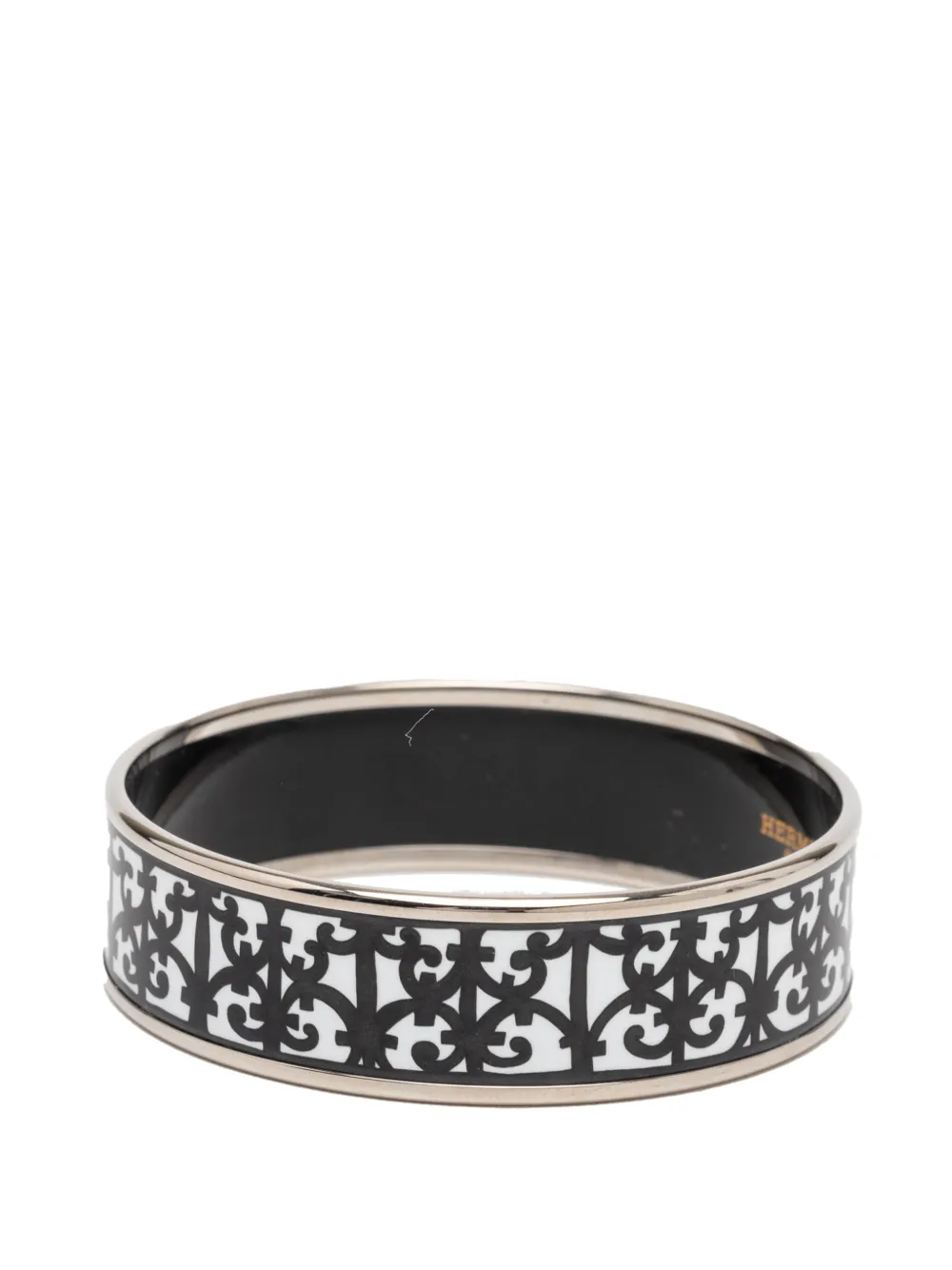  Hermès Pre-owned 20th Century Wide Balcons Du Guadalquivir Cloisonne Enamel Bangle 62 Costume Bracelet - Black 