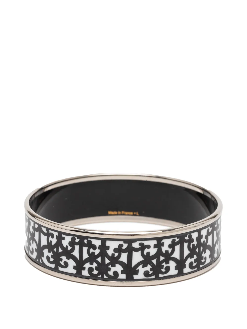  Hermès Pre-owned 20th Century Wide Balcons Du Guadalquivir Cloisonne Enamel Bangle 62 Costume Bracelet - Black 