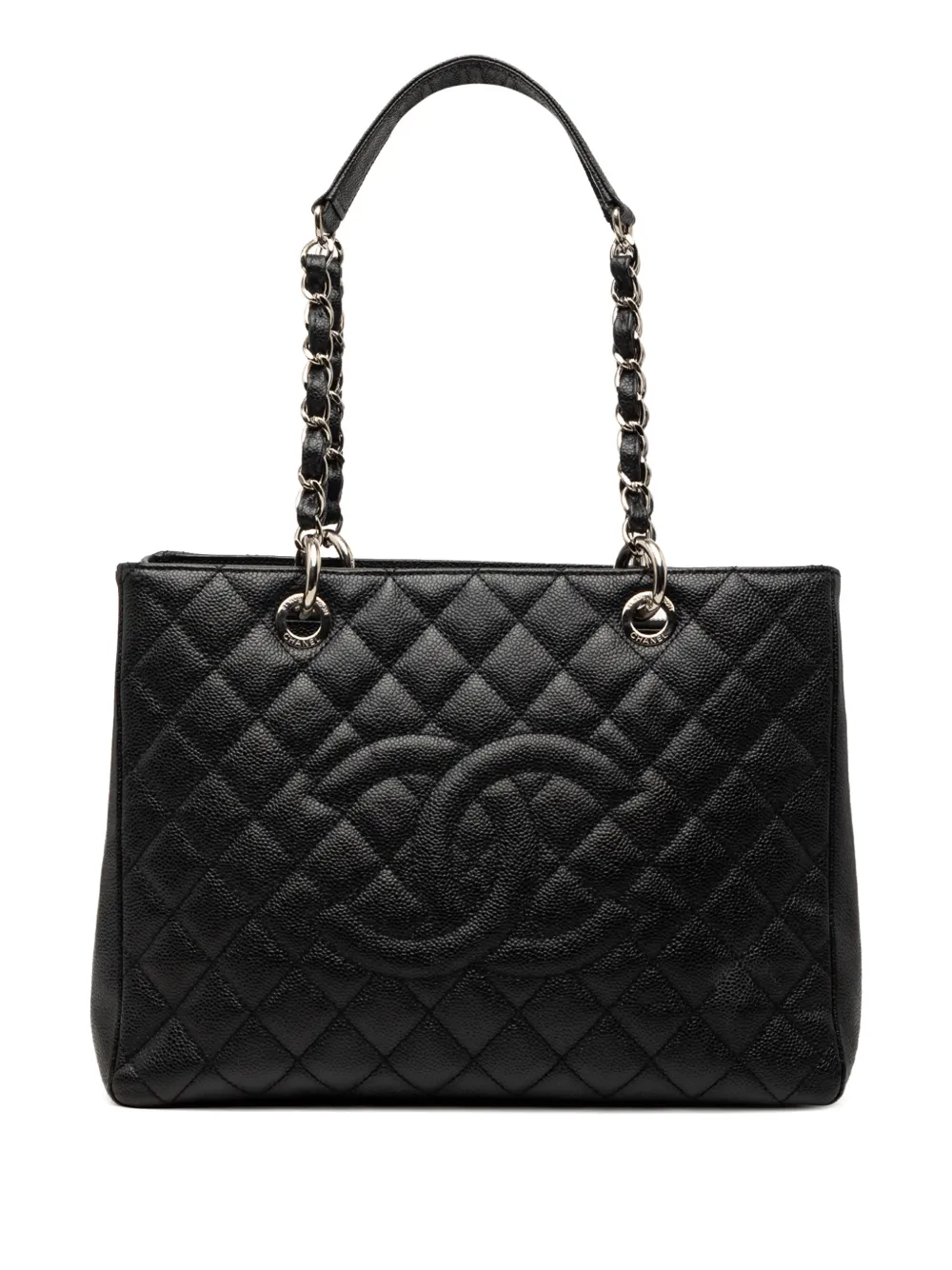 Pre-owned Chanel 2012 Caviar Grand Shopping Tote Bag In Black