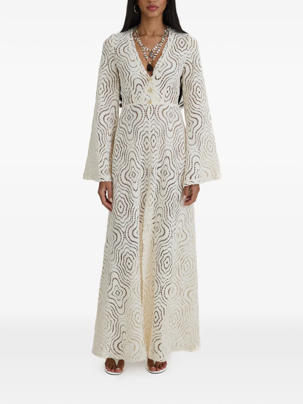 MOOS STUDIO V-neck maxi dress - Toni neutri
