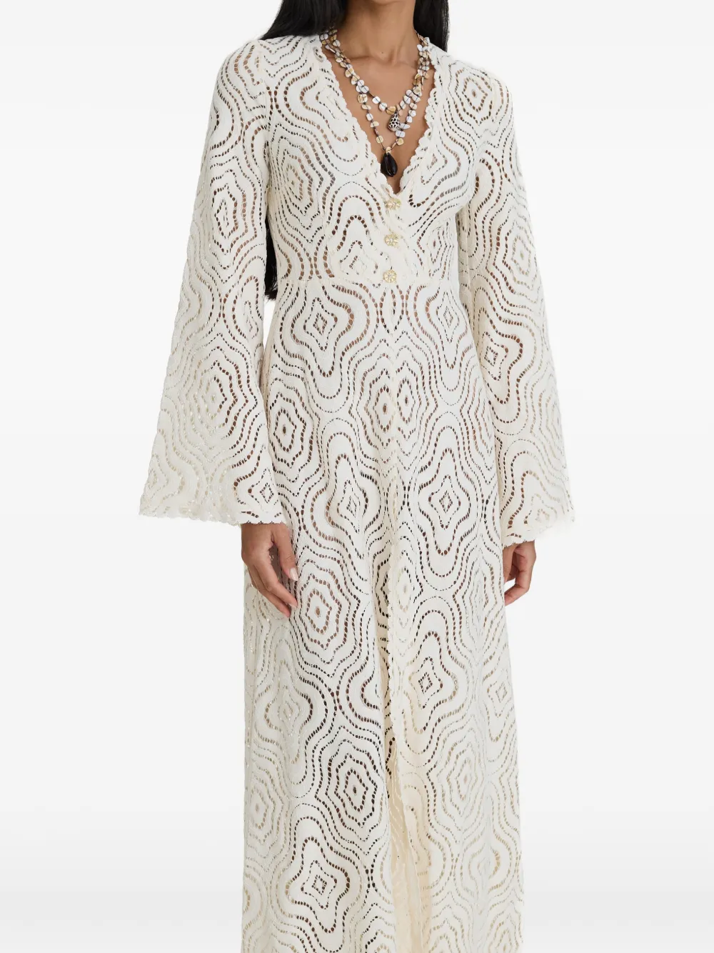 MOOS STUDIO Maxi-jurk met V-hals Wit