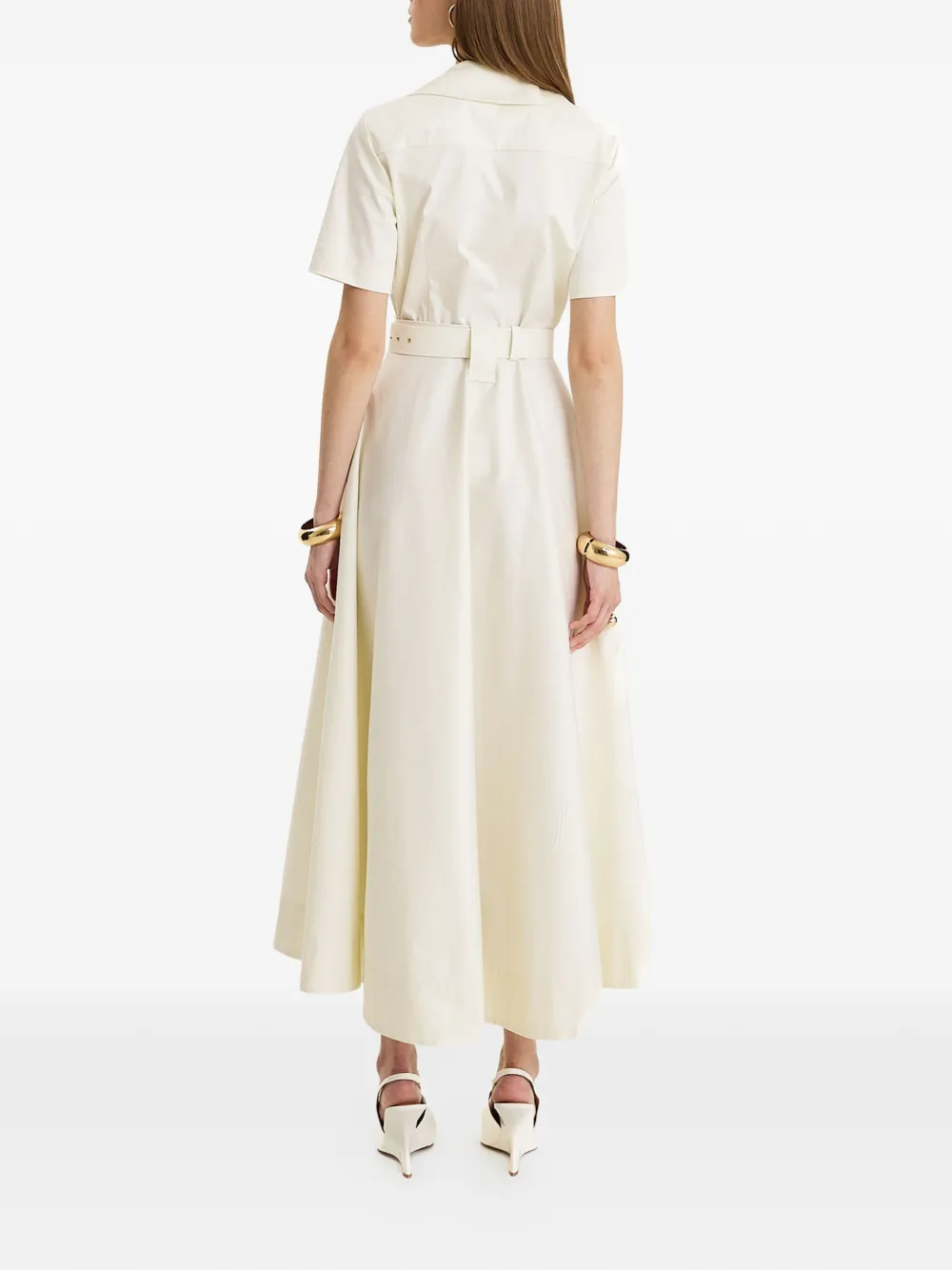 MOOS STUDIO Blanc Society maxi-jurk met ceintuur Beige