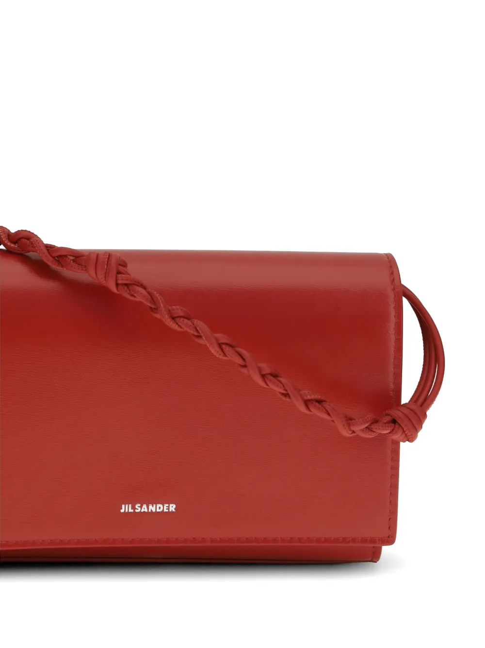 Jil Sander Leren portemonnee met gevlochten band Rood