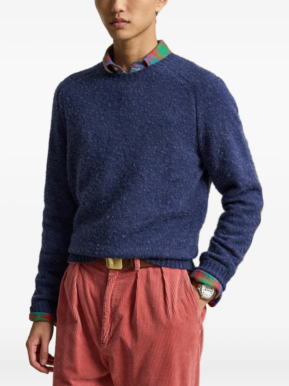 Polo Ralph Lauren Trui van wol-kasjmier met suède-patch Blauw
