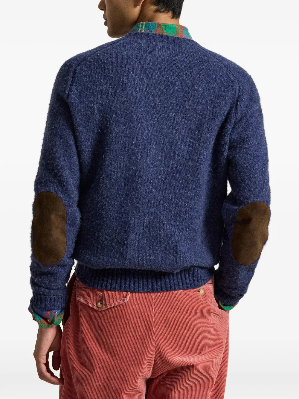 Polo Ralph Lauren Trui van wol-kasjmier met suède-patch Blauw