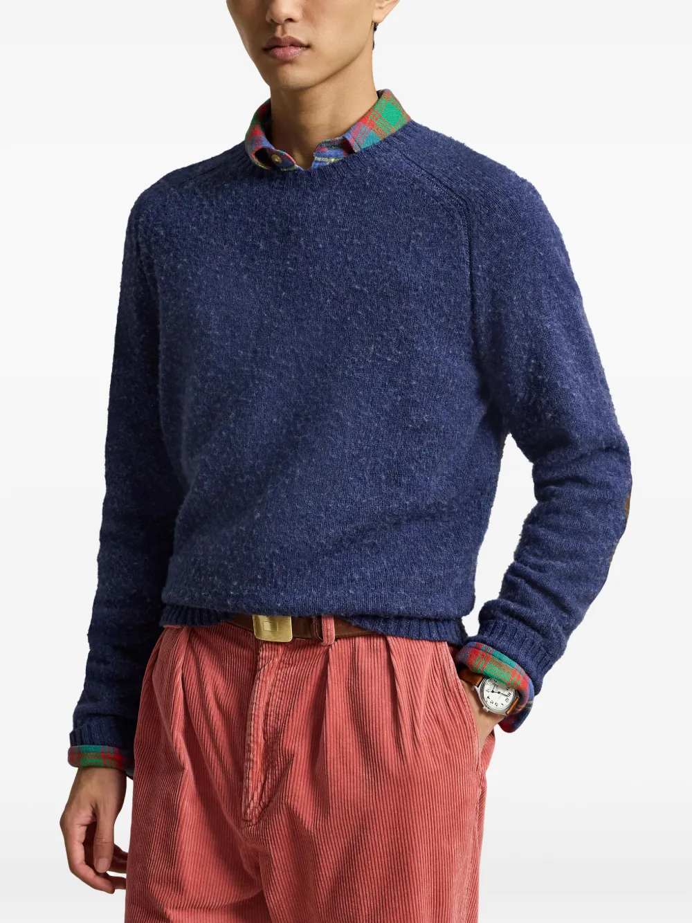 Polo Ralph Lauren Trui van wol-kasjmier met suède-patch Blauw