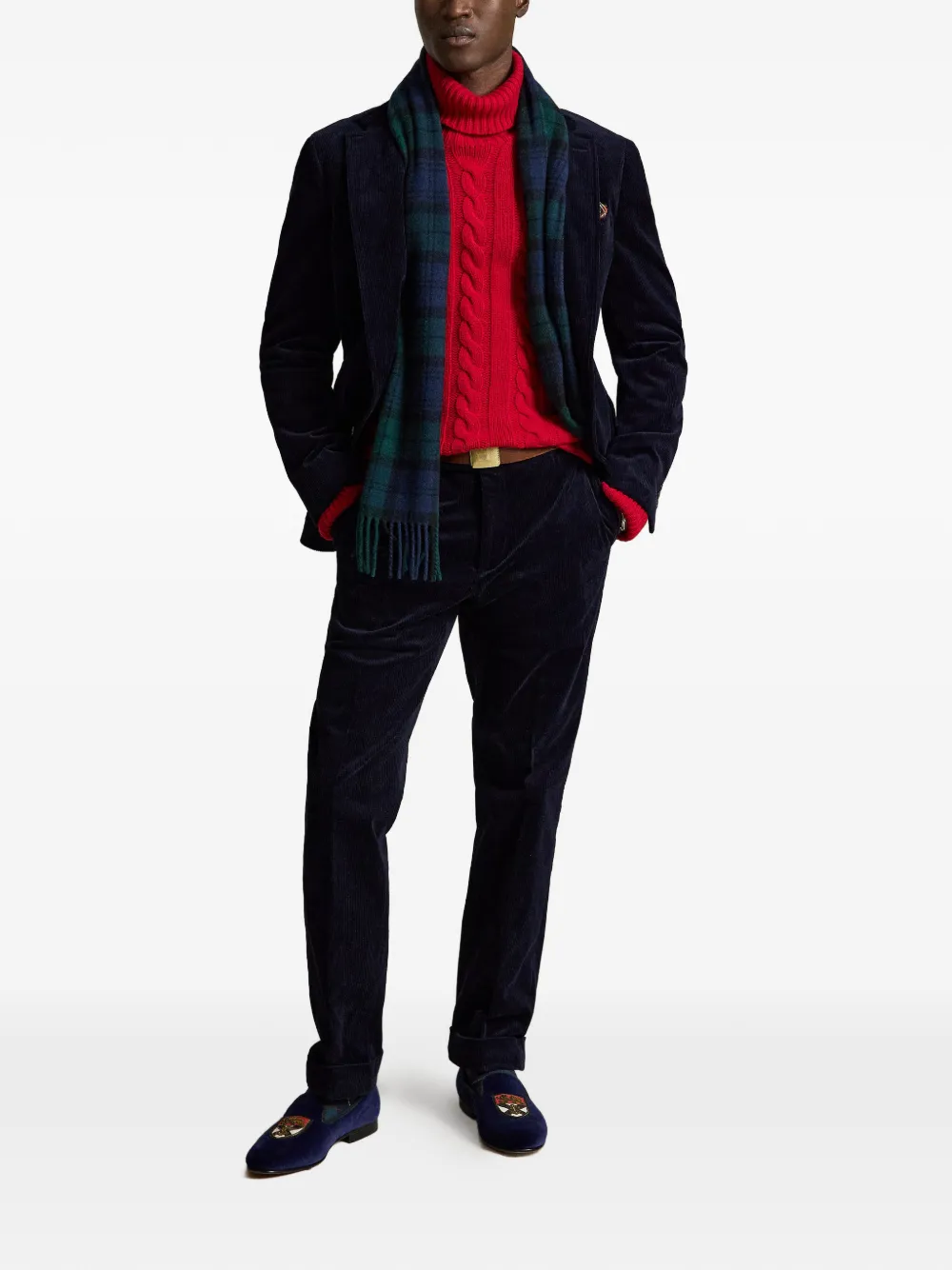 Polo Ralph Lauren Ribfluwelen blazer met enkele rij knopen Blauw