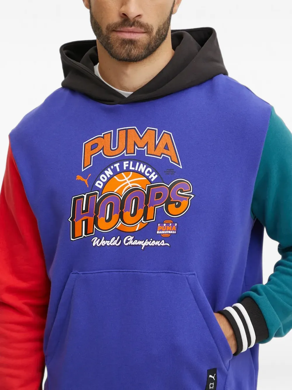 PUMA Hoodie met colourblocking en grafische print Blauw
