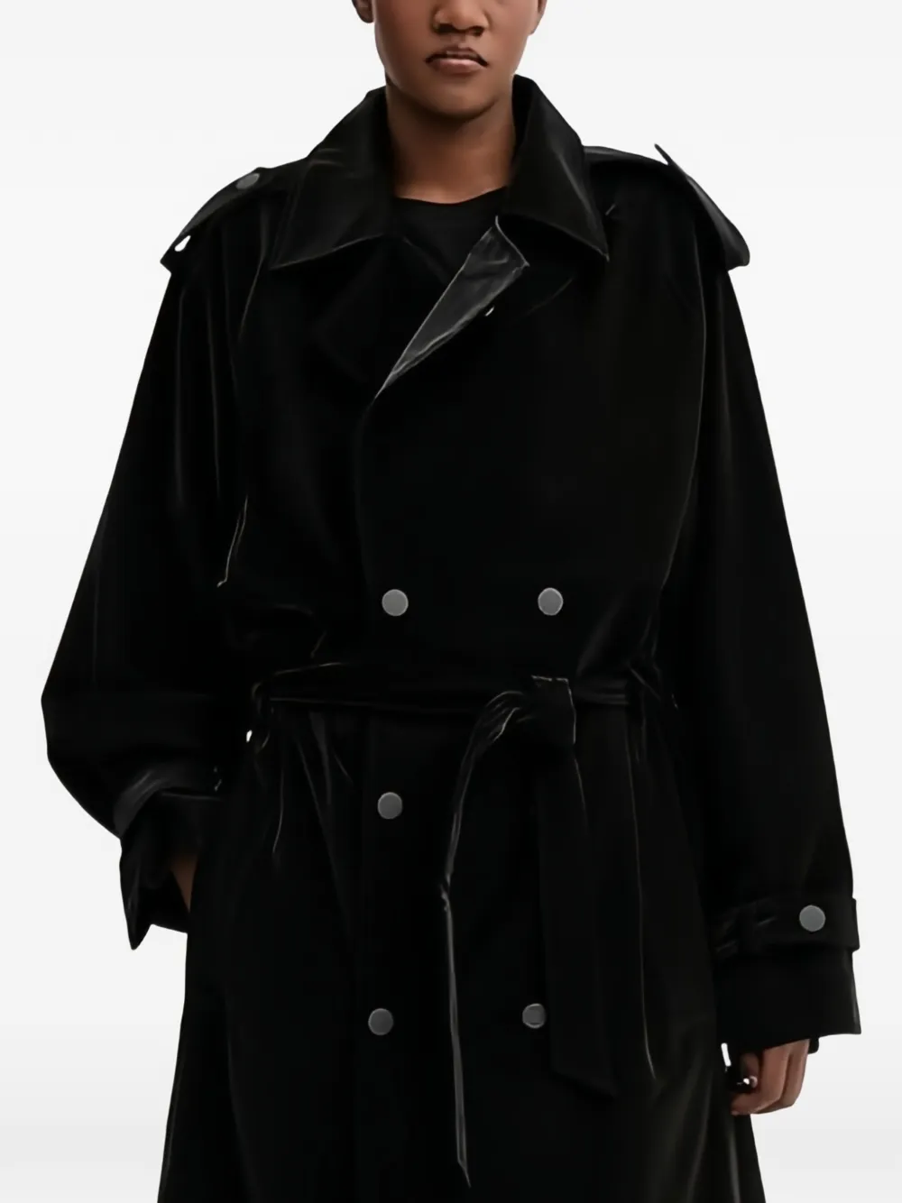 Rains Belt Buttoned Coat In Black