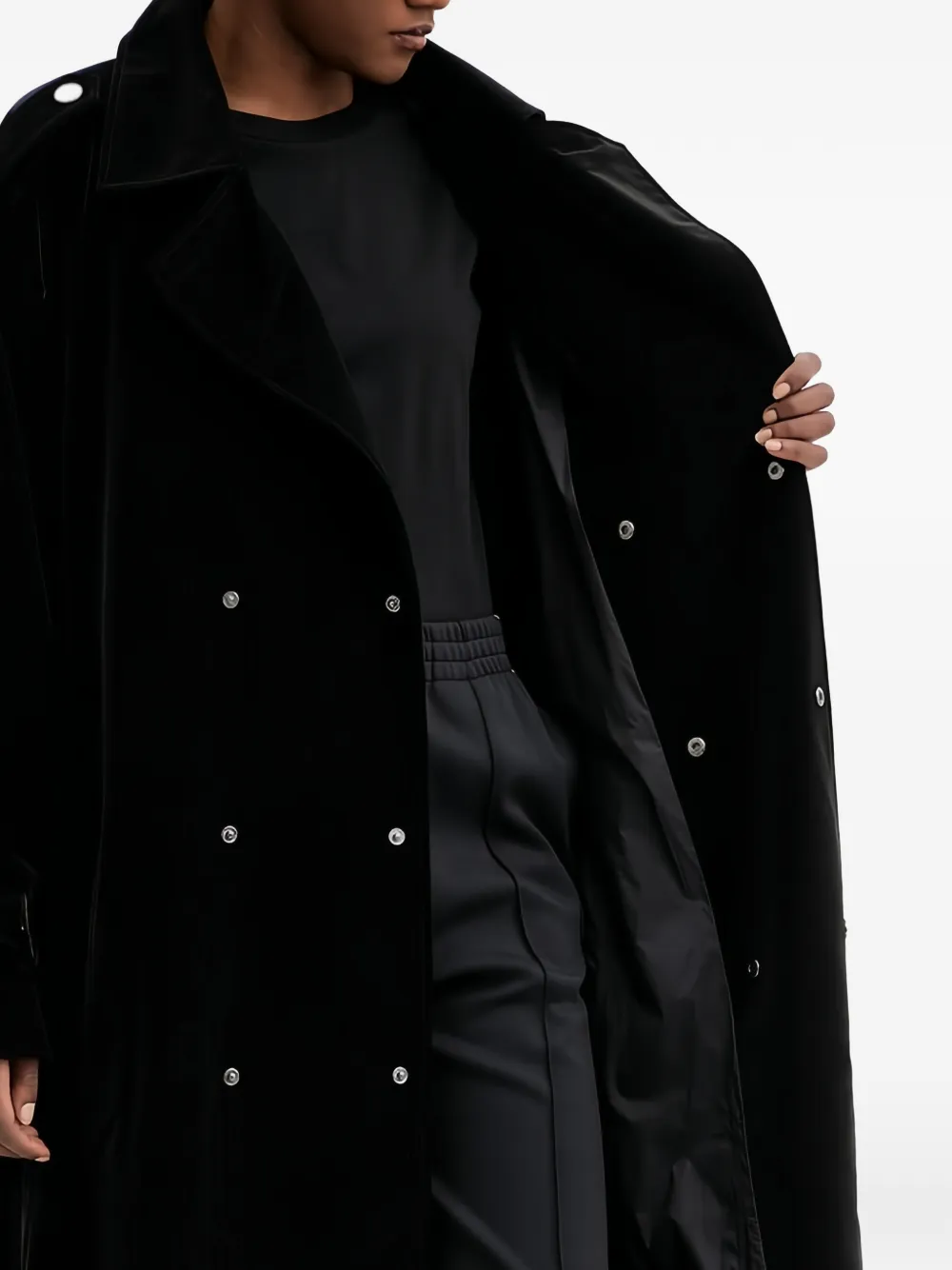 Rains Belt Buttoned Coat In Black