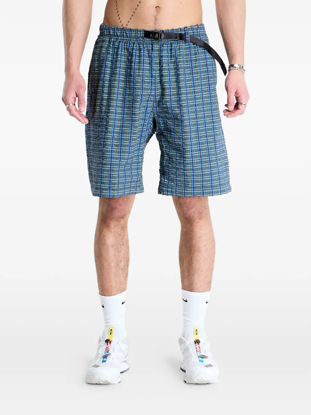 Gramicci seersucker plaid shorts - Blu