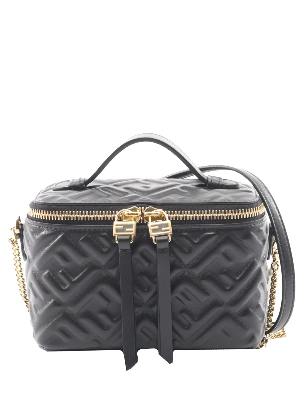 Fendi Pre-Owned 2010-2025 Leather FF Vanity Bag satchel - Nero