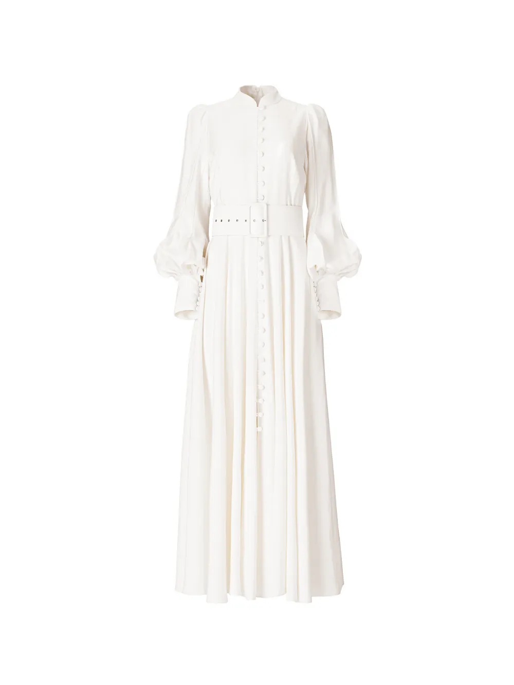 Moos Studio Buttoned Belted Maxi Dress In White