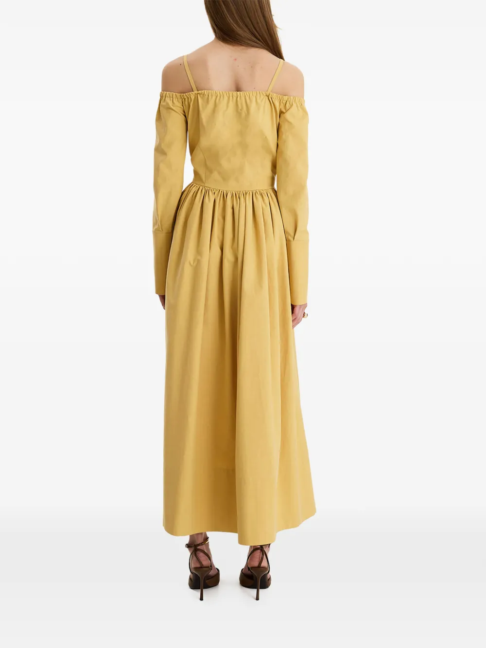 MOOS STUDIO Golden Hour maxi-jurk met open schouders Geel