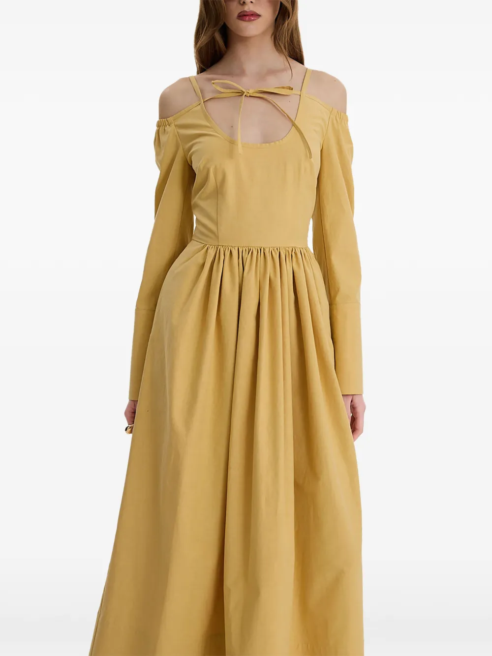 MOOS STUDIO Golden Hour maxi-jurk met open schouders Geel