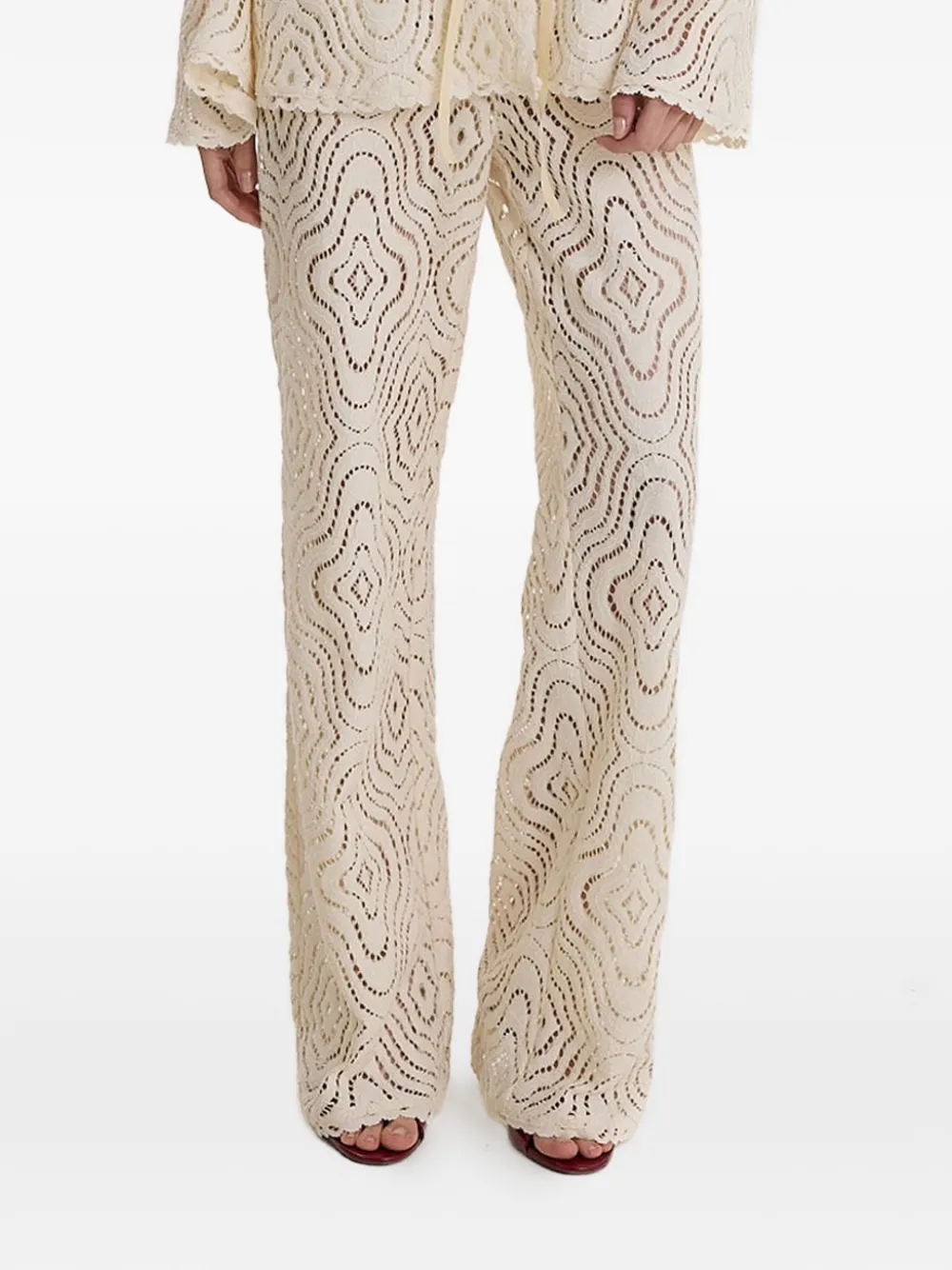 MOOS STUDIO drawstring open-work trousers set - Toni neutri