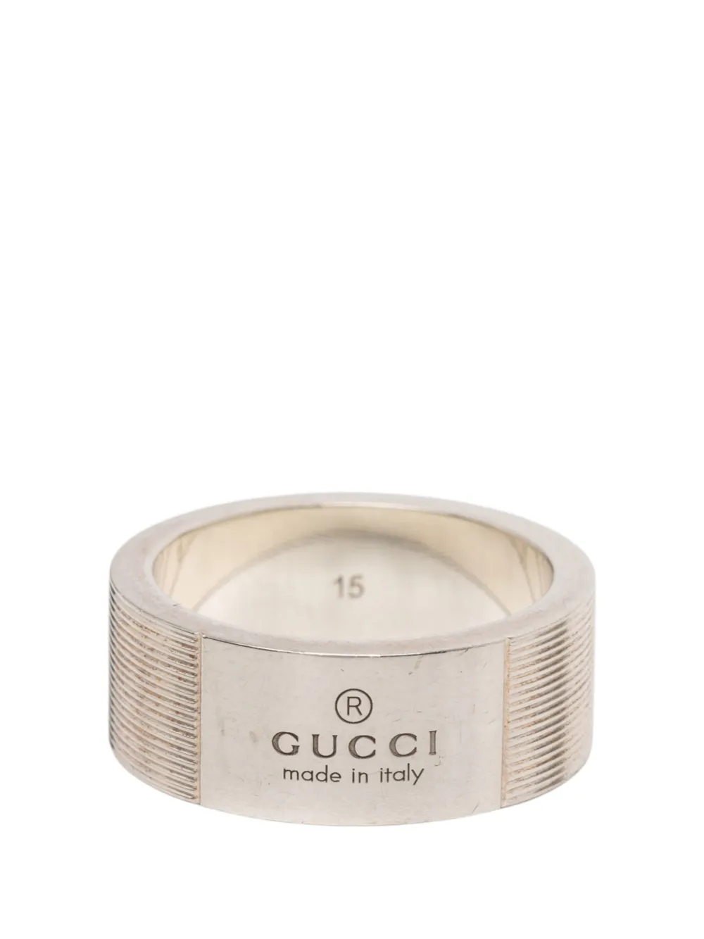 Gucci Pre-Owned 2000-2015 Sterling Silver Grooved Trademark Band ring - Argento
