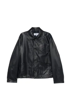 TAIGA TAKAHASHI レザーシャツジャケット | ブラック | FARFETCH JP