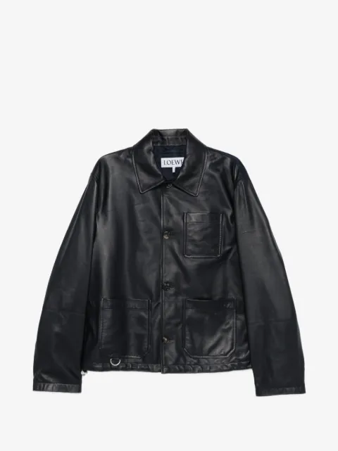 LOEWE contrast-panel leather jacket