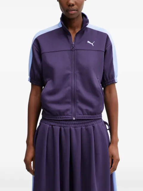 PUMA T7 Full short-sleeve stripe zip top