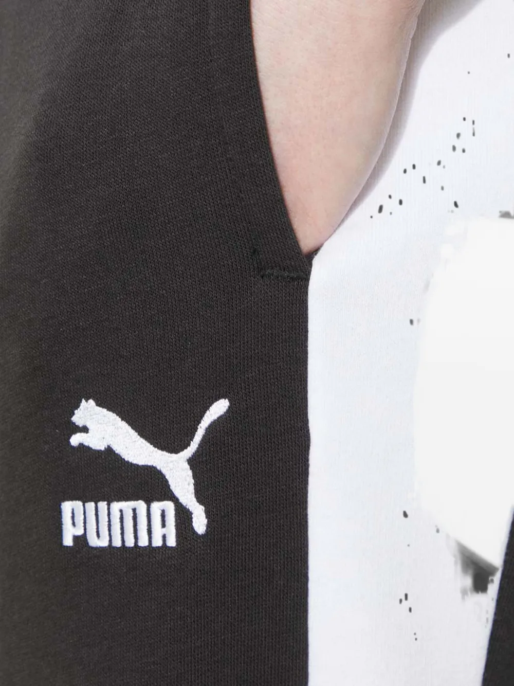 PUMA Iconic T7 broek met logo en streep Zwart