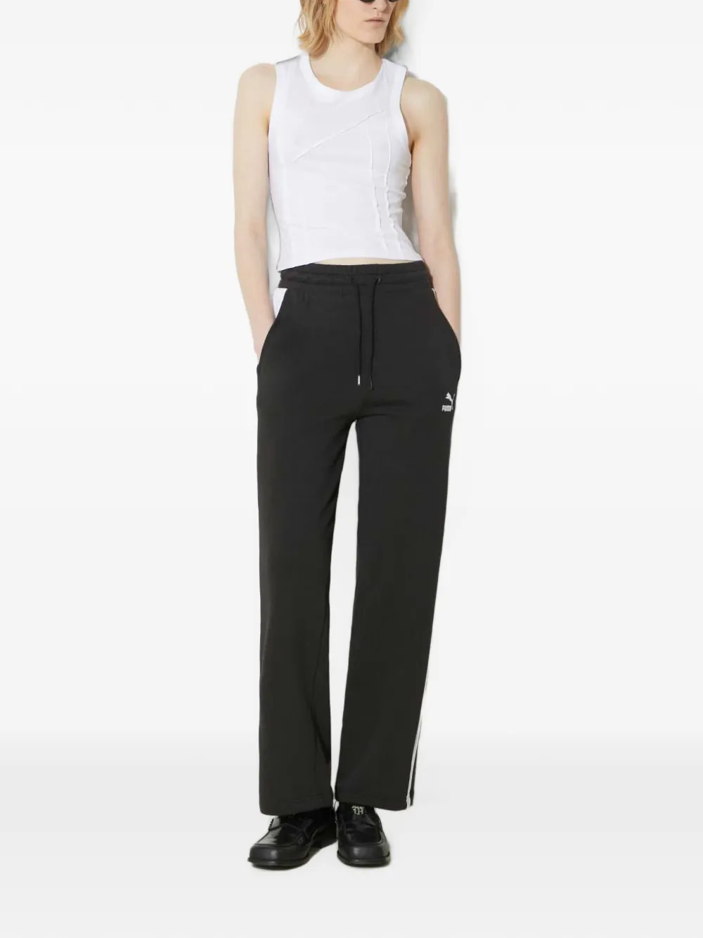 PUMA Iconic T7 broek met logo en streep Zwart