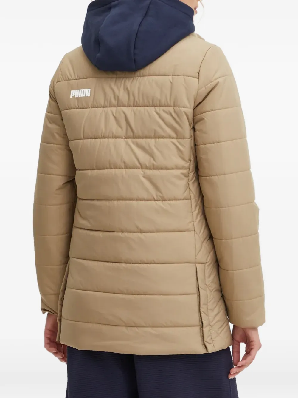 PUMA quilted logo-print jacket Beige