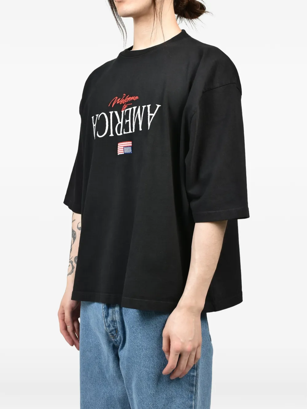 Willy Chavarria Buffalo T-shirt met borduurwerk Zwart