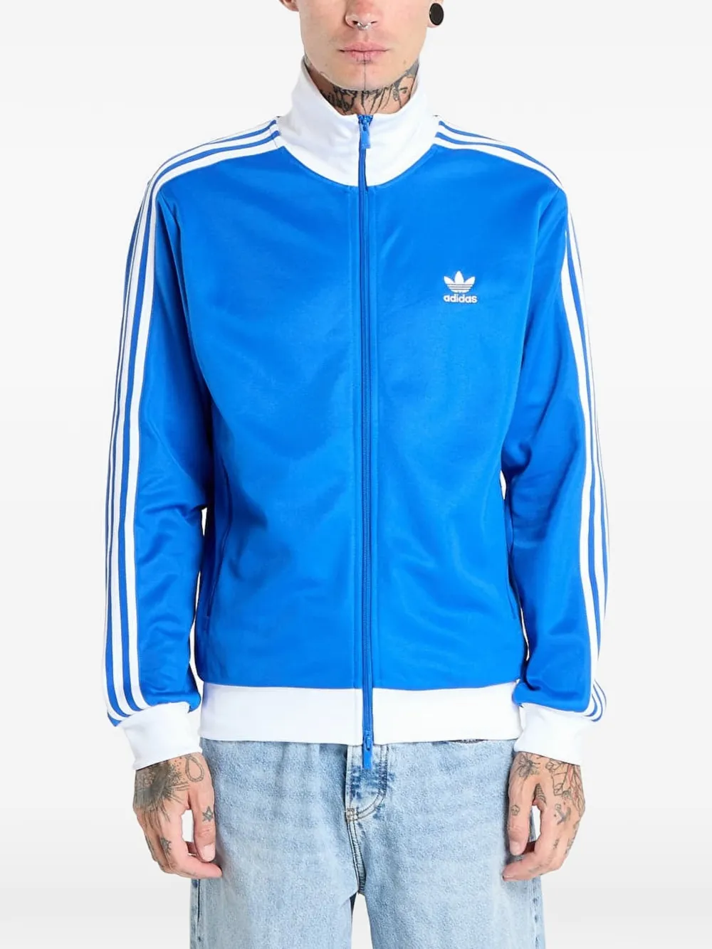 adidas three-stripe zip sweater - Blu