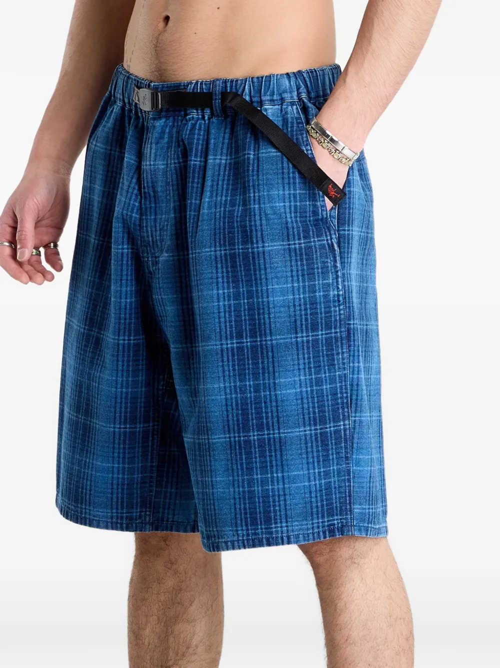 Gramicci Lagoon Short Denim Plaid ショートパンツ | ブルー